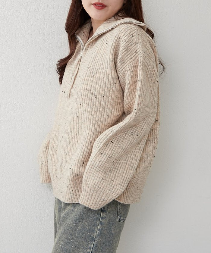 ナイスクラップ NICE CLAUP ネップ入りハーフジップニット （PK） PK