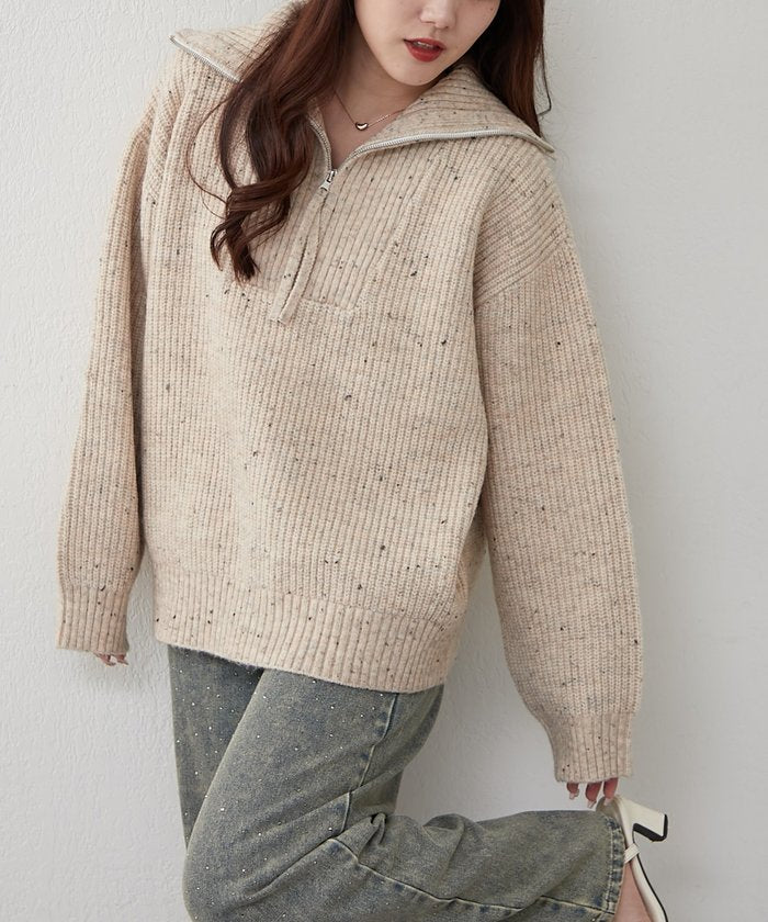 ナイスクラップ NICE CLAUP ネップ入りハーフジップニット （PK） PK