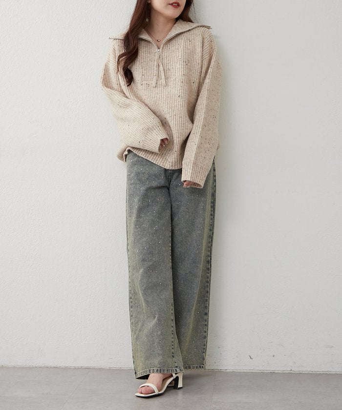 ナイスクラップ NICE CLAUP ネップ入りハーフジップニット （PK） PK