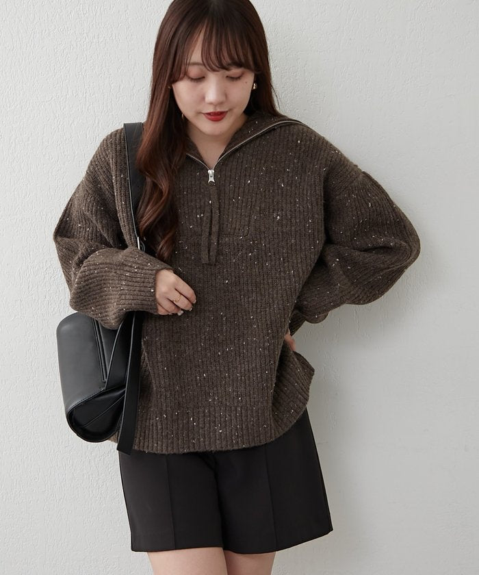 ナイスクラップ NICE CLAUP ネップ入りハーフジップニット （PK） PK