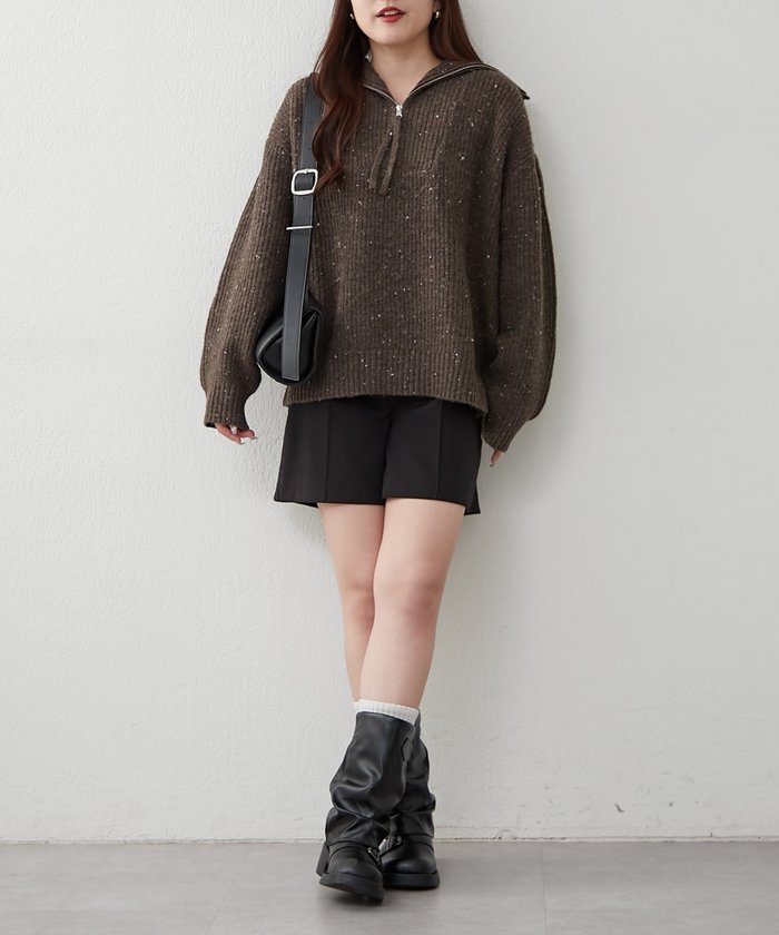 ナイスクラップ NICE CLAUP ネップ入りハーフジップニット （PK） PK