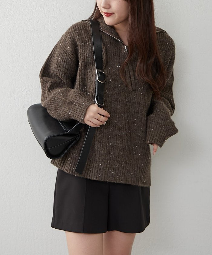 ナイスクラップ NICE CLAUP ネップ入りハーフジップニット （PK） PK