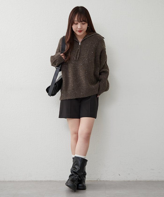 ナイスクラップ NICE CLAUP ネップ入りハーフジップニット （PK） PK