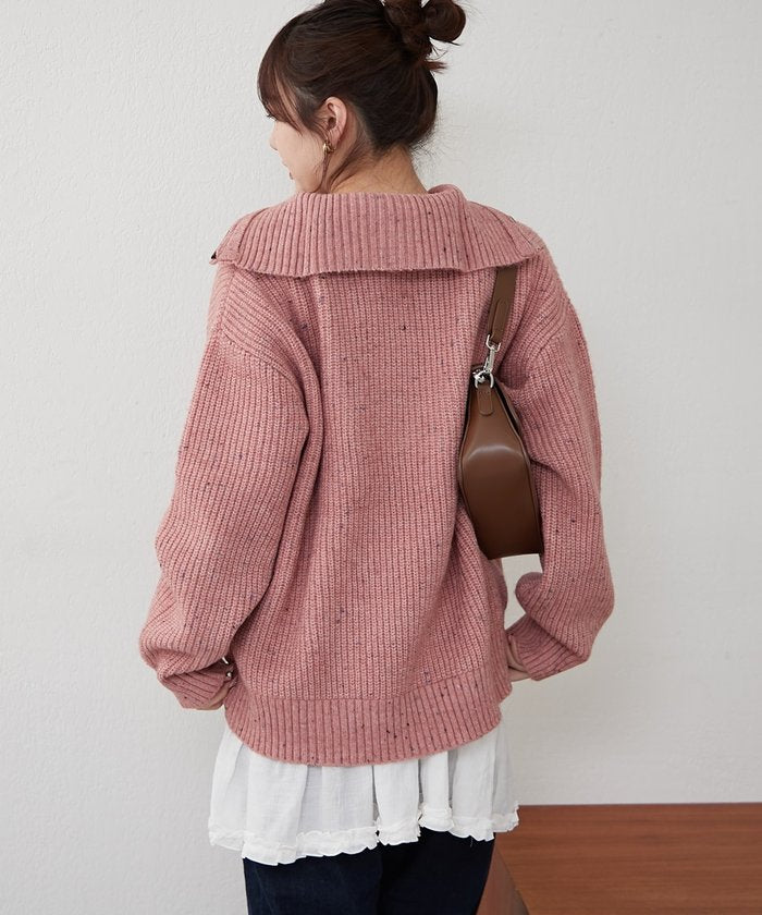 ナイスクラップ NICE CLAUP ネップ入りハーフジップニット （PK） PK