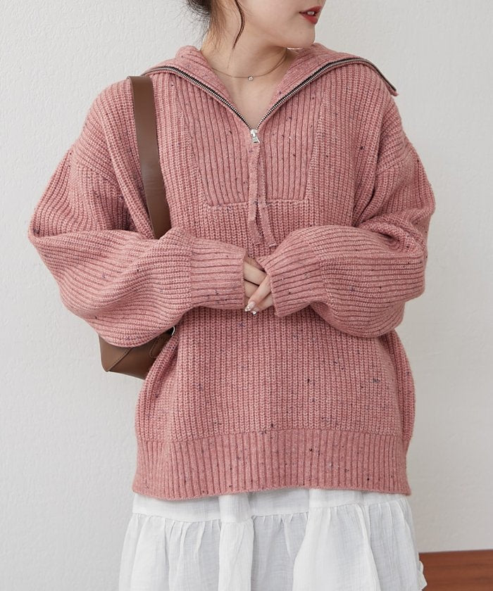ナイスクラップ NICE CLAUP ネップ入りハーフジップニット （PK） PK