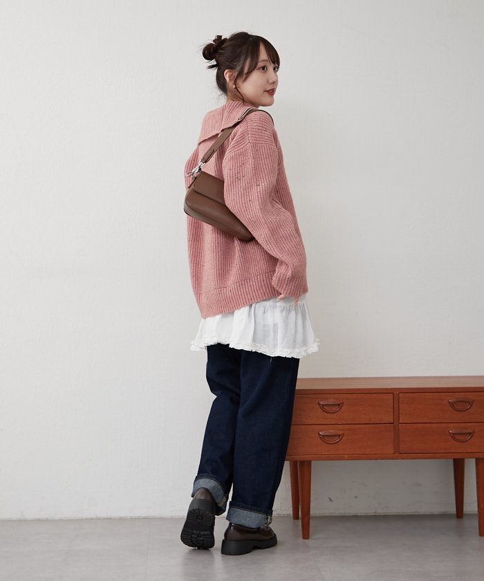 ナイスクラップ NICE CLAUP ネップ入りハーフジップニット （PK） PK