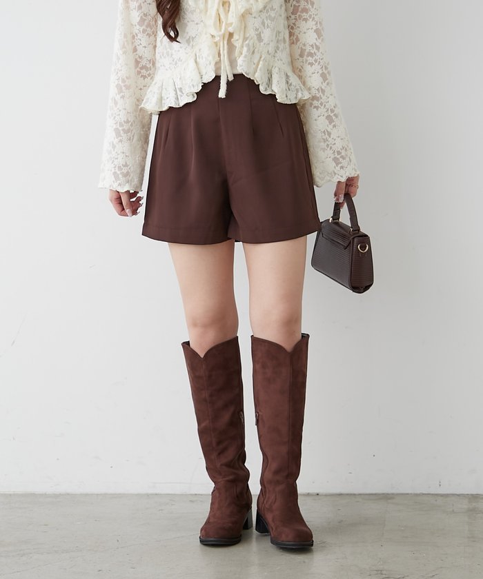 ナイスクラップ NICE CLAUP ハイウエストショートパンツ （BR） BR