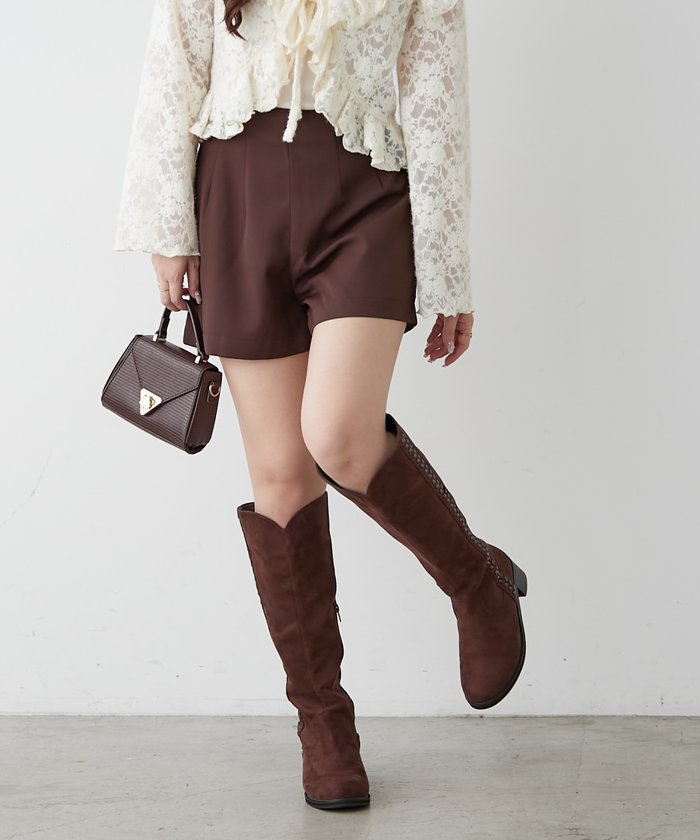 ナイスクラップ NICE CLAUP ハイウエストショートパンツ （BR） BR