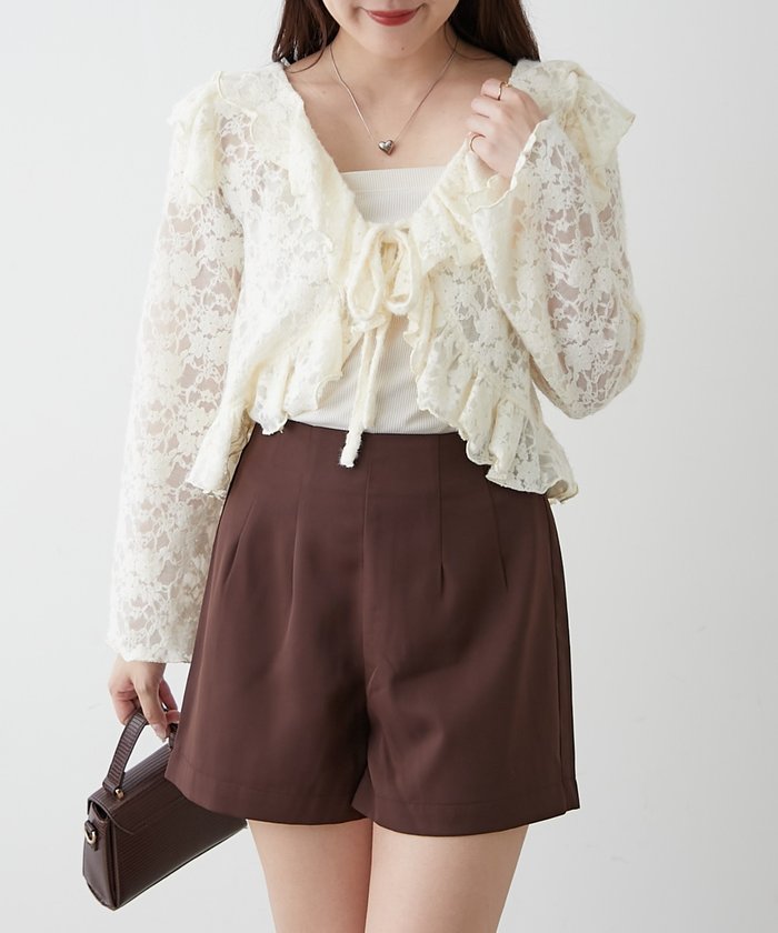 ナイスクラップ NICE CLAUP ハイウエストショートパンツ （BR） BR