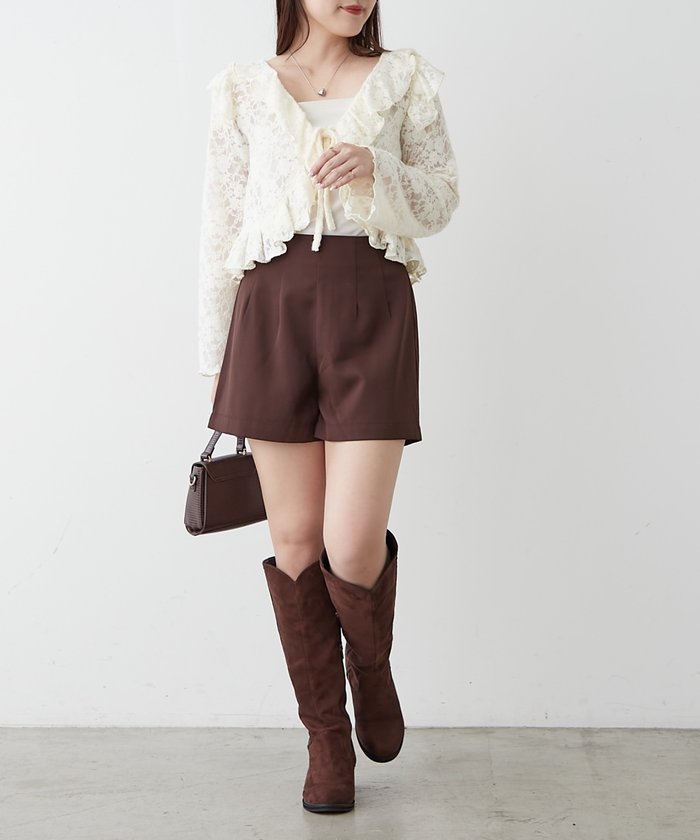 ナイスクラップ NICE CLAUP ハイウエストショートパンツ （BR） BR