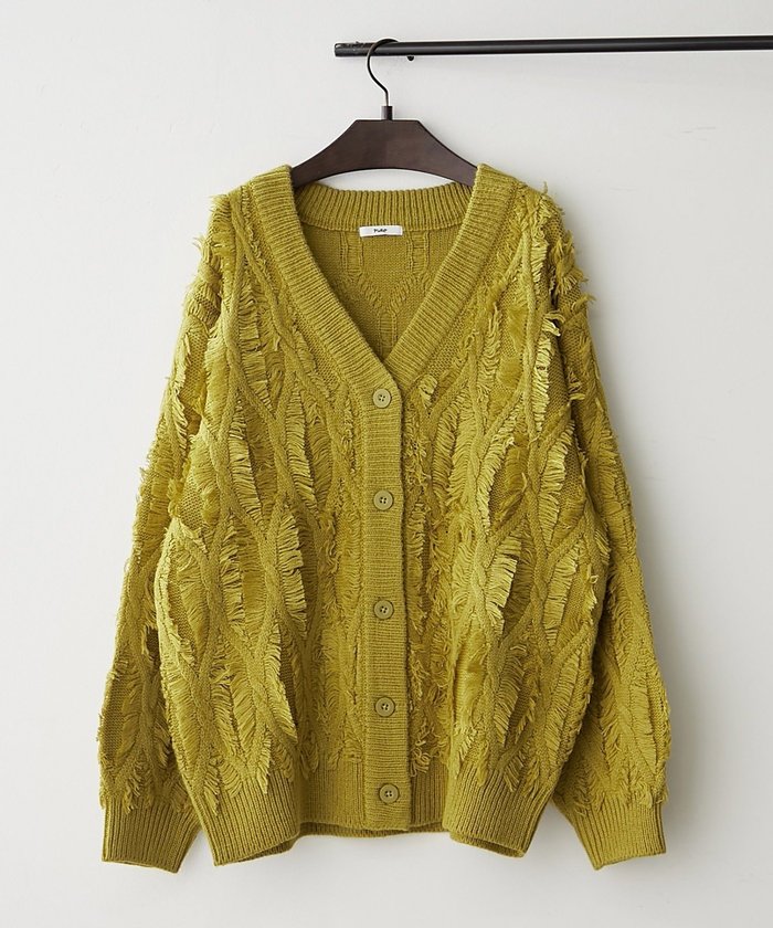 ナイスクラップ NICE CLAUP 【NAO】フリンジVネックカーディガン （IVY） IVY