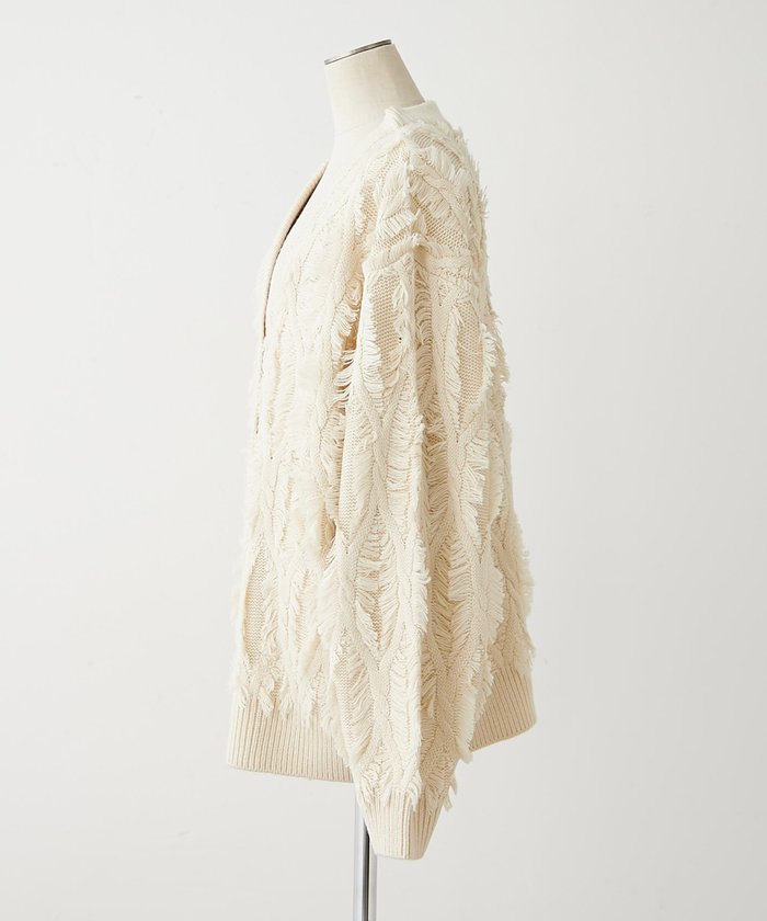 ナイスクラップ NICE CLAUP 【NAO】フリンジVネックカーディガン （IVY） IVY