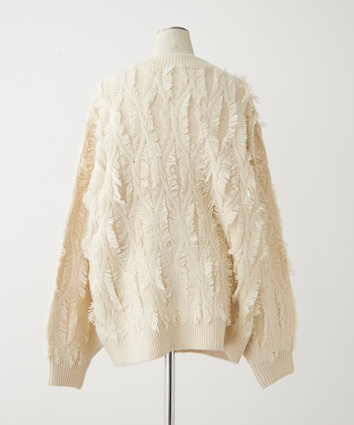 ナイスクラップ NICE CLAUP 【NAO】フリンジVネックカーディガン （IVY） IVY