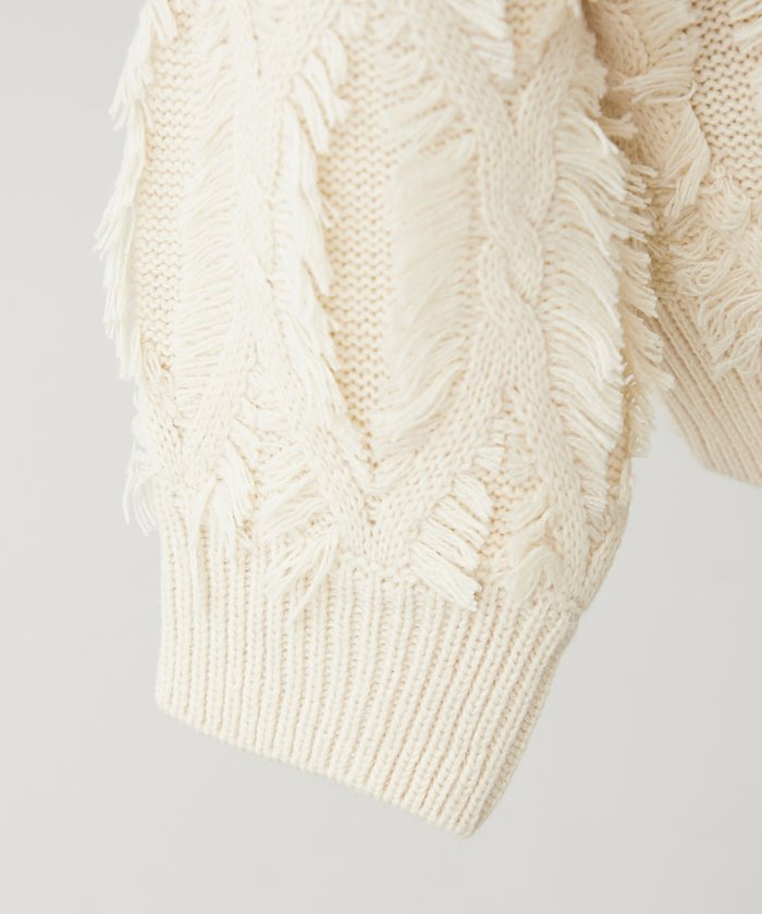 ナイスクラップ NICE CLAUP 【NAO】フリンジVネックカーディガン （IVY） IVY