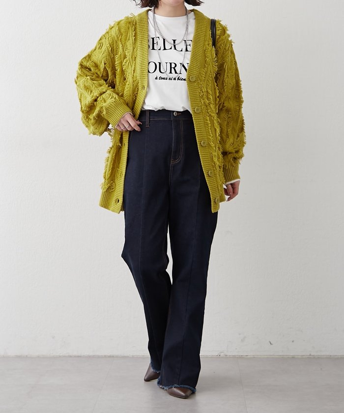 ナイスクラップ NICE CLAUP 【NAO】フリンジVネックカーディガン （IVY） IVY