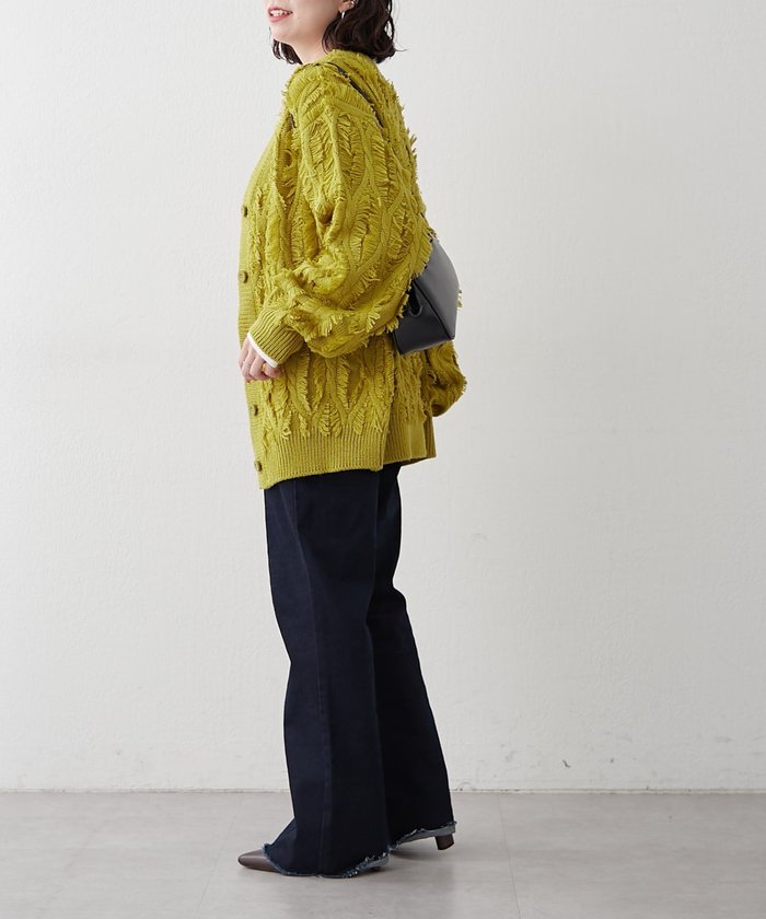 ナイスクラップ NICE CLAUP 【NAO】フリンジVネックカーディガン （IVY） IVY