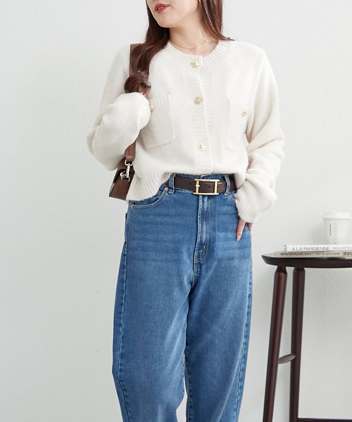 ナイスクラップ NICE CLAUP 【WEB先行予約】ポケット付クルーネックカーディガン （CGY） CGY