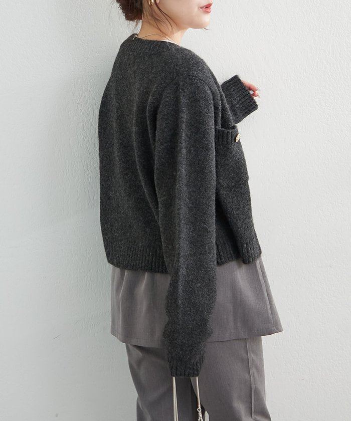 ナイスクラップ NICE CLAUP 【WEB先行予約】ポケット付クルーネックカーディガン （CGY） CGY