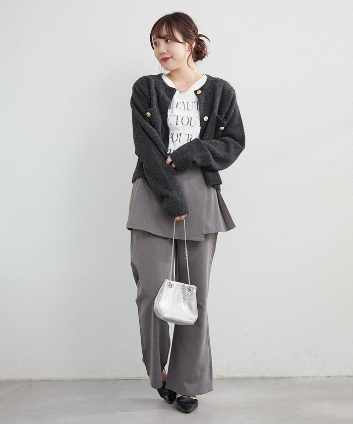 ナイスクラップ NICE CLAUP 【WEB先行予約】ポケット付クルーネックカーディガン （CGY） CGY