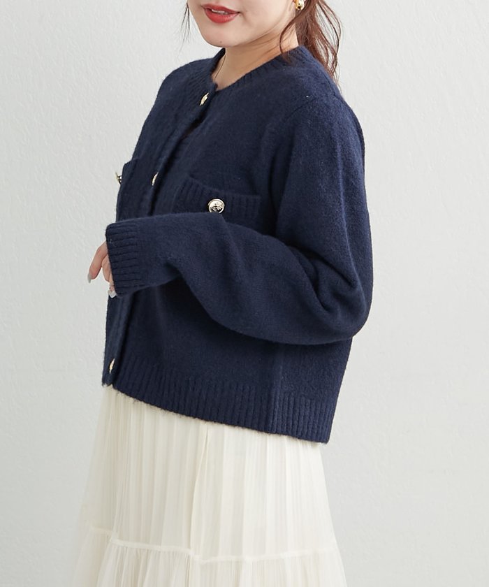 ナイスクラップ NICE CLAUP 【WEB先行予約】ポケット付クルーネックカーディガン （CGY） CGY