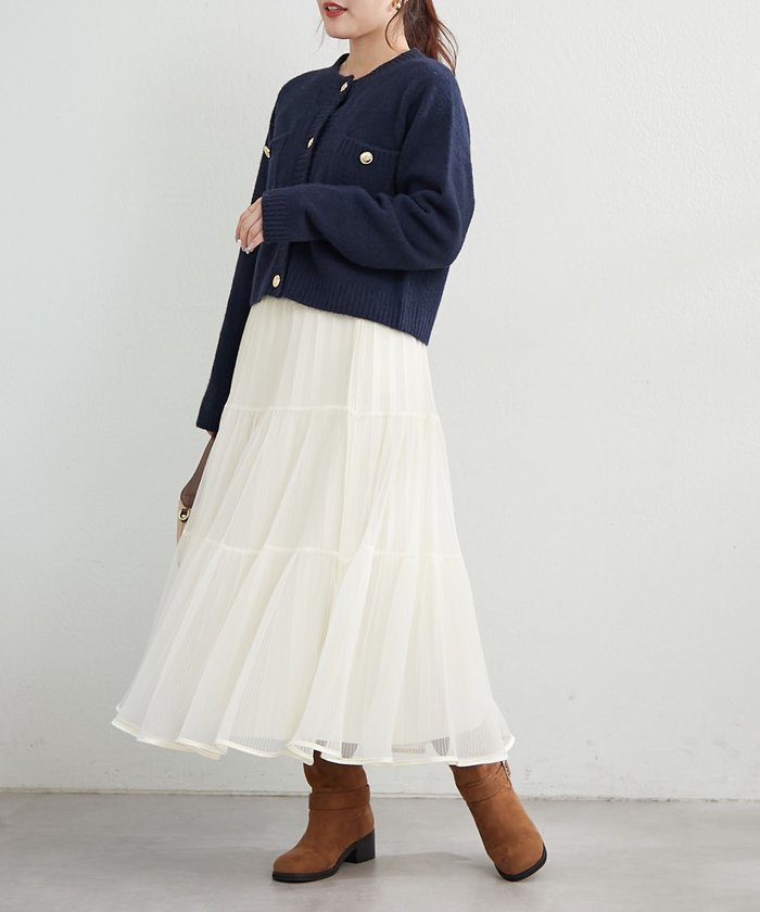 ナイスクラップ NICE CLAUP 【WEB先行予約】ポケット付クルーネックカーディガン （CGY） CGY