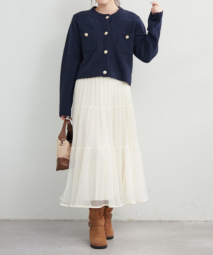 ナイスクラップ NICE CLAUP 【WEB先行予約】ポケット付クルーネックカーディガン （CGY） CGY