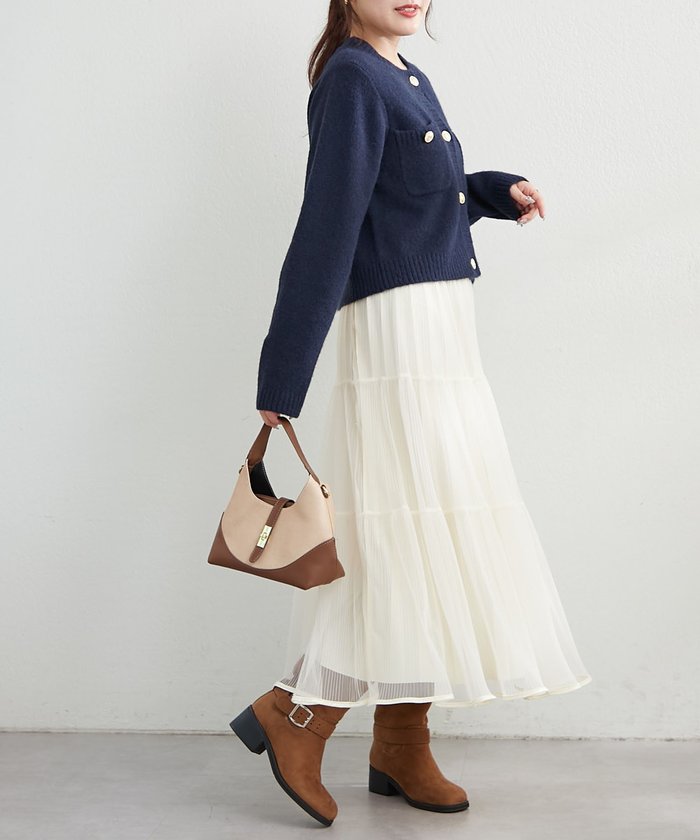 ナイスクラップ NICE CLAUP 【WEB先行予約】ポケット付クルーネックカーディガン （CGY） CGY