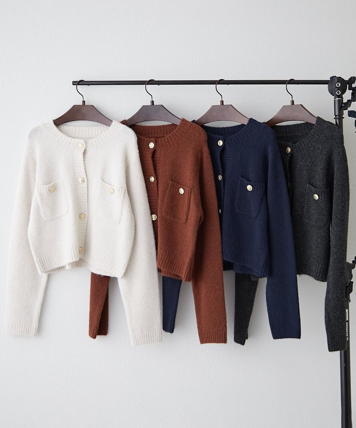 ナイスクラップ NICE CLAUP 【WEB先行予約】ポケット付クルーネックカーディガン （IVY） IVY