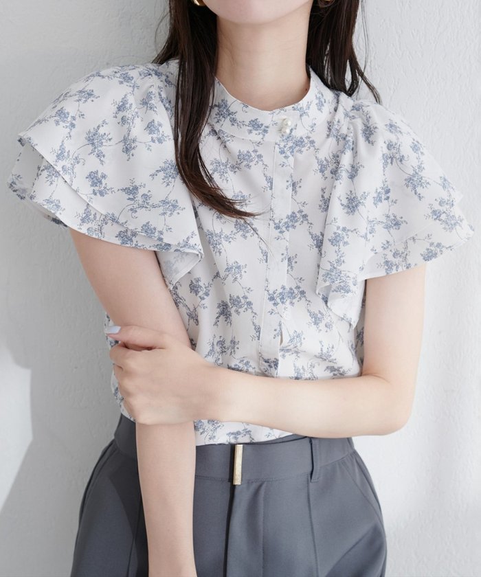 ナイスクラップ NICE CLAUP 【natural couture】ラッフルフリルフロントアシメブラウス （OFF） OFF