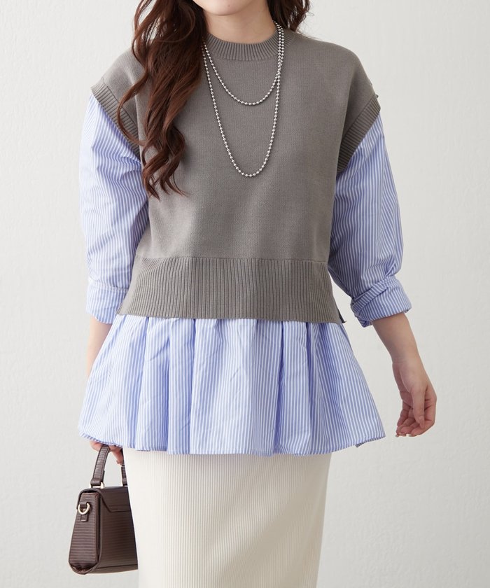 ナイスクラップ NICE CLAUP カンタンこなれ感♪レイヤードプルオーバー （GY） GY