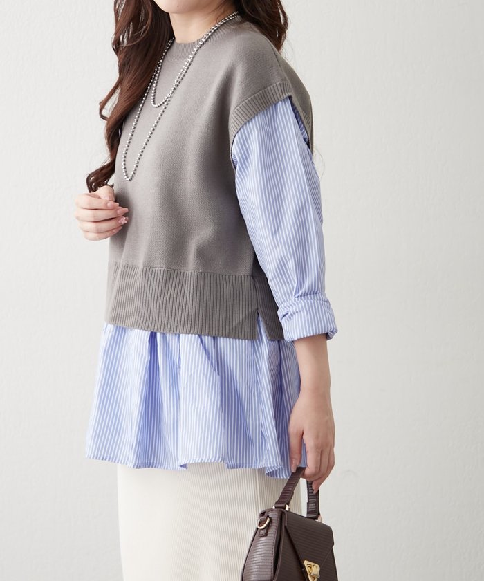 ナイスクラップ NICE CLAUP カンタンこなれ感♪レイヤードプルオーバー （GY） GY