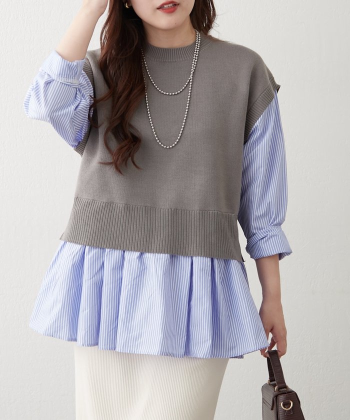 ナイスクラップ NICE CLAUP カンタンこなれ感♪レイヤードプルオーバー （GY） GY