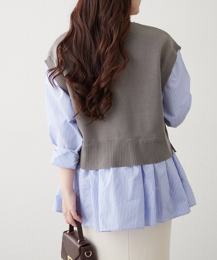 ナイスクラップ NICE CLAUP カンタンこなれ感♪レイヤードプルオーバー （GY） GY