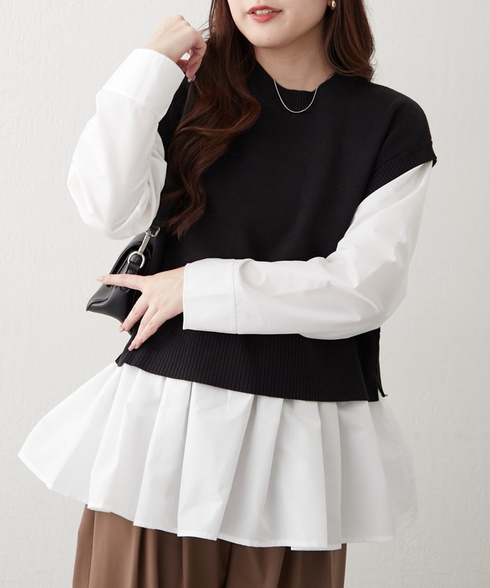 ナイスクラップ NICE CLAUP カンタンこなれ感♪レイヤードプルオーバー （GY） GY