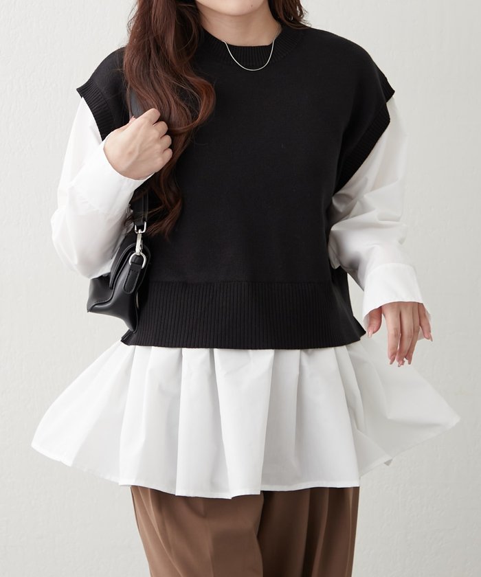 ナイスクラップ NICE CLAUP カンタンこなれ感♪レイヤードプルオーバー （GY） GY