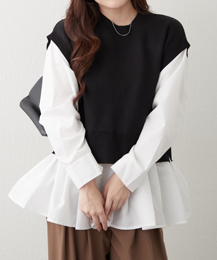 ナイスクラップ NICE CLAUP カンタンこなれ感♪レイヤードプルオーバー （GY） GY