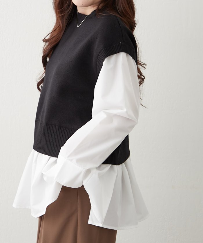 ナイスクラップ NICE CLAUP カンタンこなれ感♪レイヤードプルオーバー （GY） GY