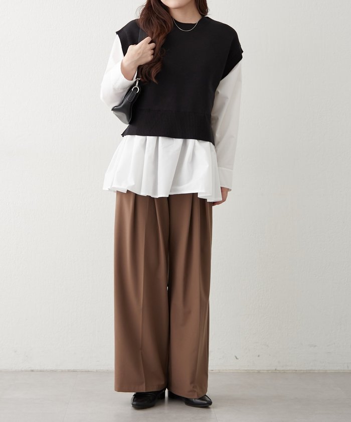 ナイスクラップ NICE CLAUP カンタンこなれ感♪レイヤードプルオーバー （GY） GY