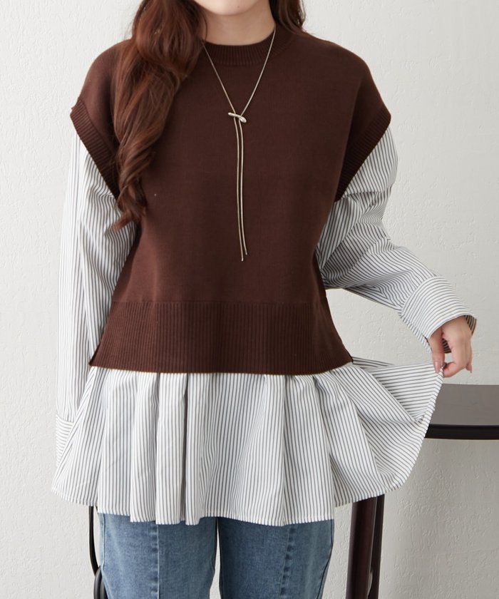 ナイスクラップ NICE CLAUP カンタンこなれ感♪レイヤードプルオーバー （GY） GY