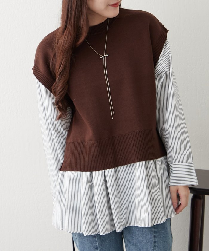 ナイスクラップ NICE CLAUP カンタンこなれ感♪レイヤードプルオーバー （GY） GY