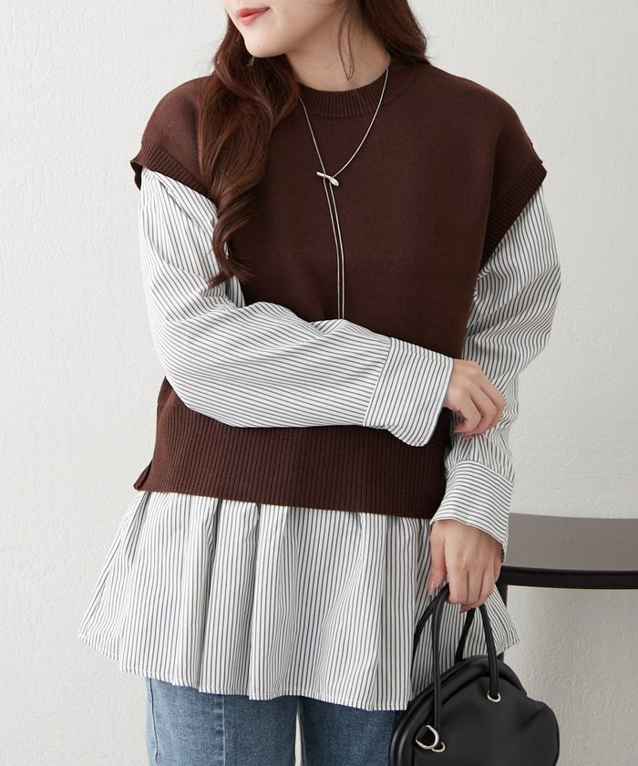 ナイスクラップ NICE CLAUP カンタンこなれ感♪レイヤードプルオーバー （GY） GY