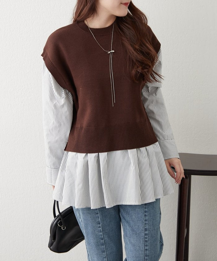 ナイスクラップ NICE CLAUP カンタンこなれ感♪レイヤードプルオーバー （GY） GY