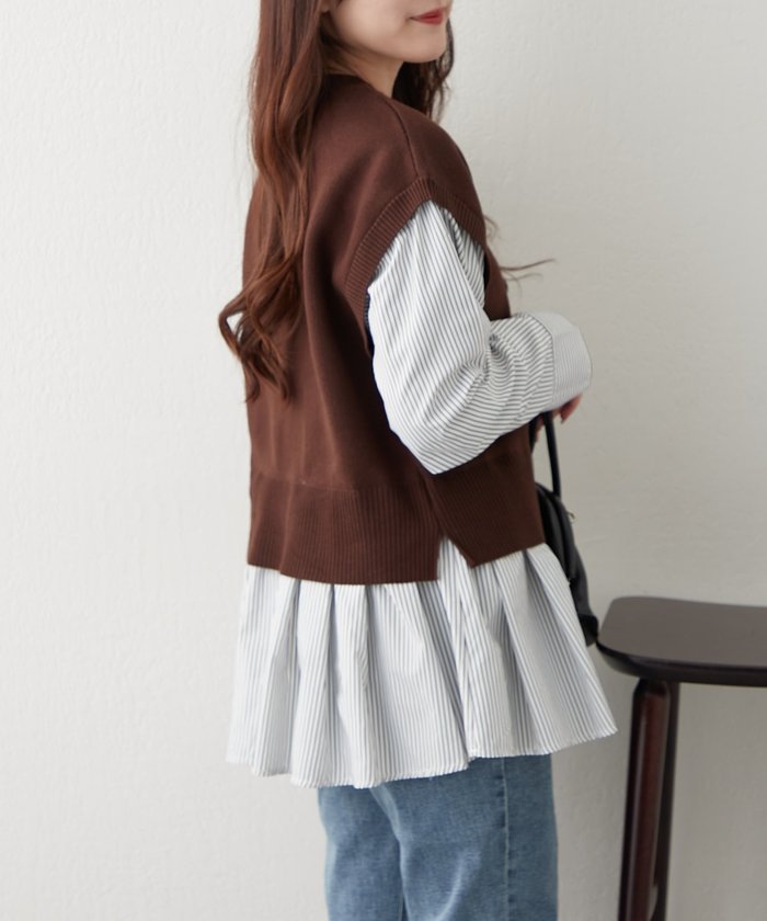 ナイスクラップ NICE CLAUP カンタンこなれ感♪レイヤードプルオーバー （GY） GY