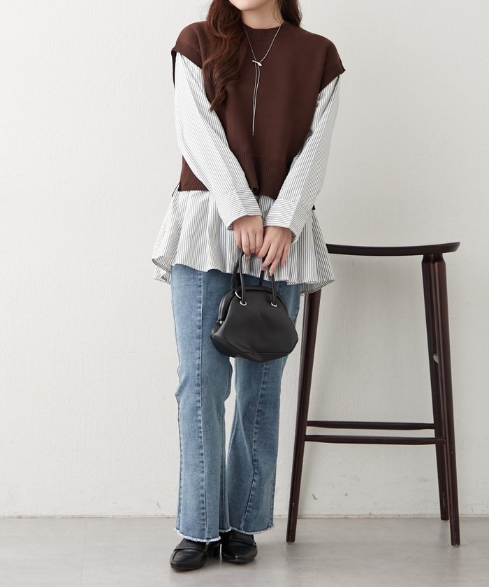 ナイスクラップ NICE CLAUP カンタンこなれ感♪レイヤードプルオーバー （GY） GY