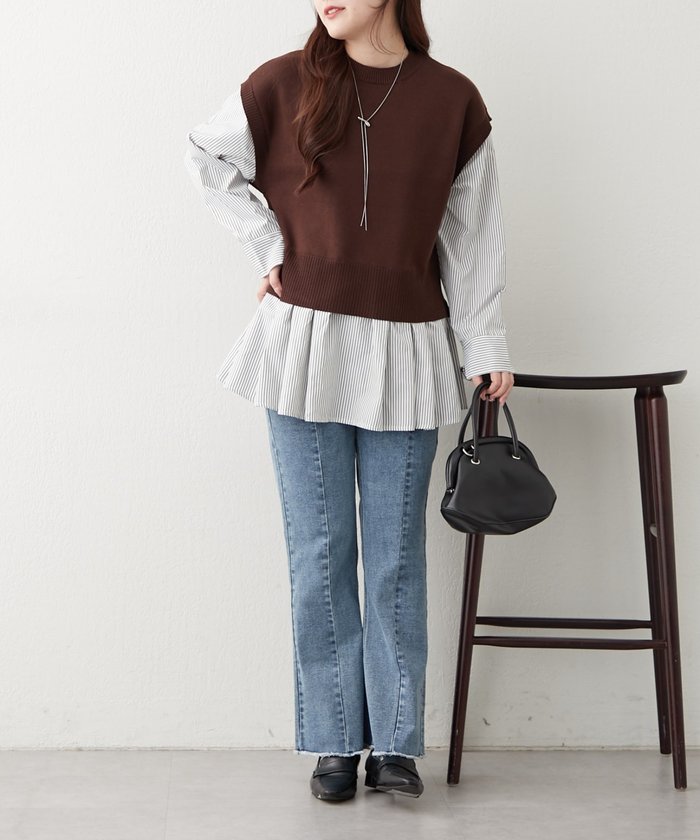 ナイスクラップ NICE CLAUP カンタンこなれ感♪レイヤードプルオーバー （GY） GY