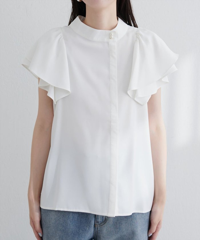 ナイスクラップ NICE CLAUP 【natural couture】ラッフルフリルフロントアシメブラウス （OFF） OFF