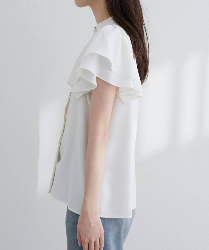 ナイスクラップ NICE CLAUP 【natural couture】ラッフルフリルフロントアシメブラウス （OFF） OFF