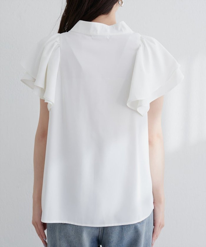 ナイスクラップ NICE CLAUP 【natural couture】ラッフルフリルフロントアシメブラウス （OFF） OFF