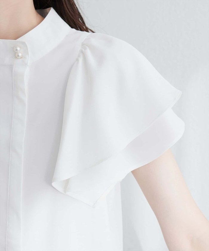 ナイスクラップ NICE CLAUP 【natural couture】ラッフルフリルフロントアシメブラウス （OFF） OFF