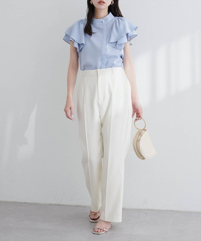 ナイスクラップ NICE CLAUP 【natural couture】ラッフルフリルフロントアシメブラウス （OFF） OFF